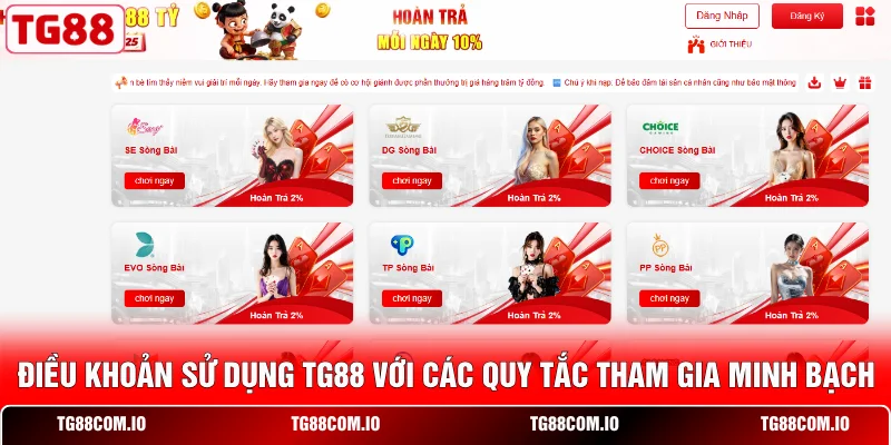 Điều khoản sử dụng TG88 với các quy tắc tham gia minh bạch